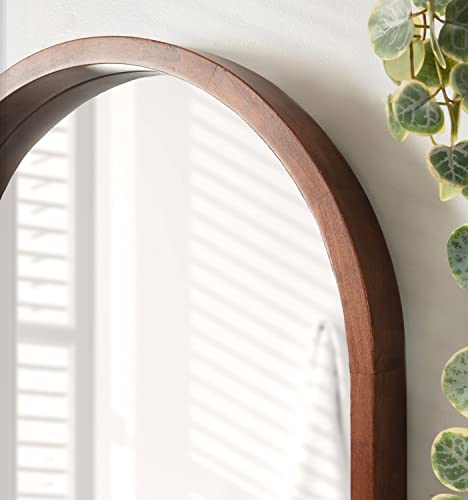 Kate and Laurel Hutton Rustic Modern Farmhouse Arch Mirror, 24" x 36", Natural Wood Finish