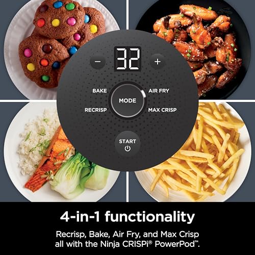 Ninja Crispi Air Fryer, Microwave, Freezer & Dishwasher Safe, Non Toxic Glass Portable Cooking System, 4 QT & 6 Cup Glass Containers with Storage Lids, Easy Meals, Air Fry, Bake, Green, FN101SG