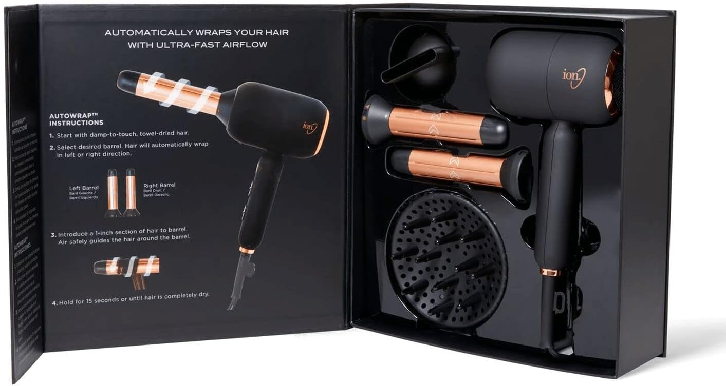 ion Luxe 4-in-1 Autowrap™ Airstyler - Interchangeable Hair Dryer & Curler for All Hair Types