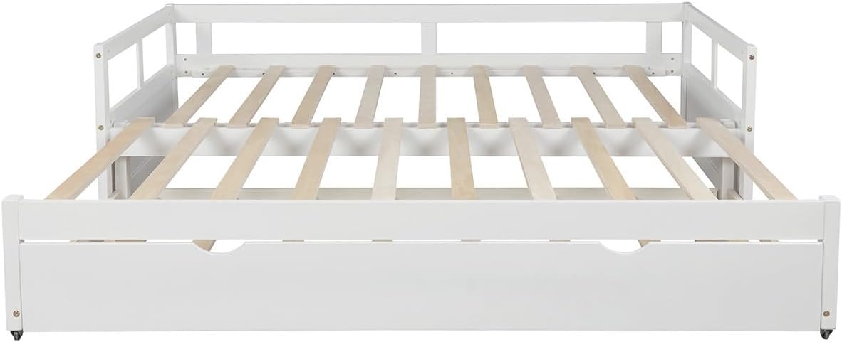 Extending Daybed with Trundle, Wooden Daybed with Trundle, White