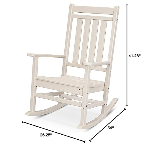 POLYWOOD Estate Rocking Chair, Outdoor Porch Rocker, All-Weather HDPE Patio Furniture, Adult Size, Made in USA, Black