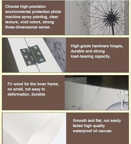 6 Panels Screen Room Divider Vibrant Sunflower Stained Glass White Washed Wall Decor Canvas Screen Indoor Folding Separator Freestanding Protective Wall Divider Privacy Partition