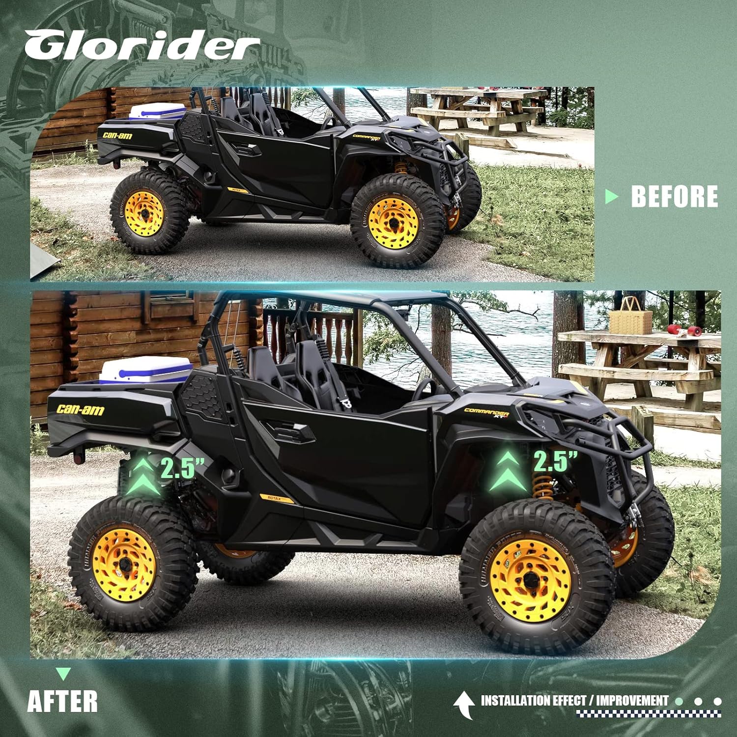 2.5 Lift Kits for Can-Am Commander Max 800/1000,Raise Front & Rear 2.5 Inch UTV Parts and Accessories Fits X Model with Fox shocks