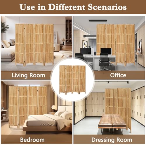 6 Panel Room Divider, 5.6Ft Wood Room Divider and Folding Privacy Screens, Room Divider Wall Freestanding Room Partitions, Room Dividers Screen for Home Office Restaurant Bedroom, Dark Brown