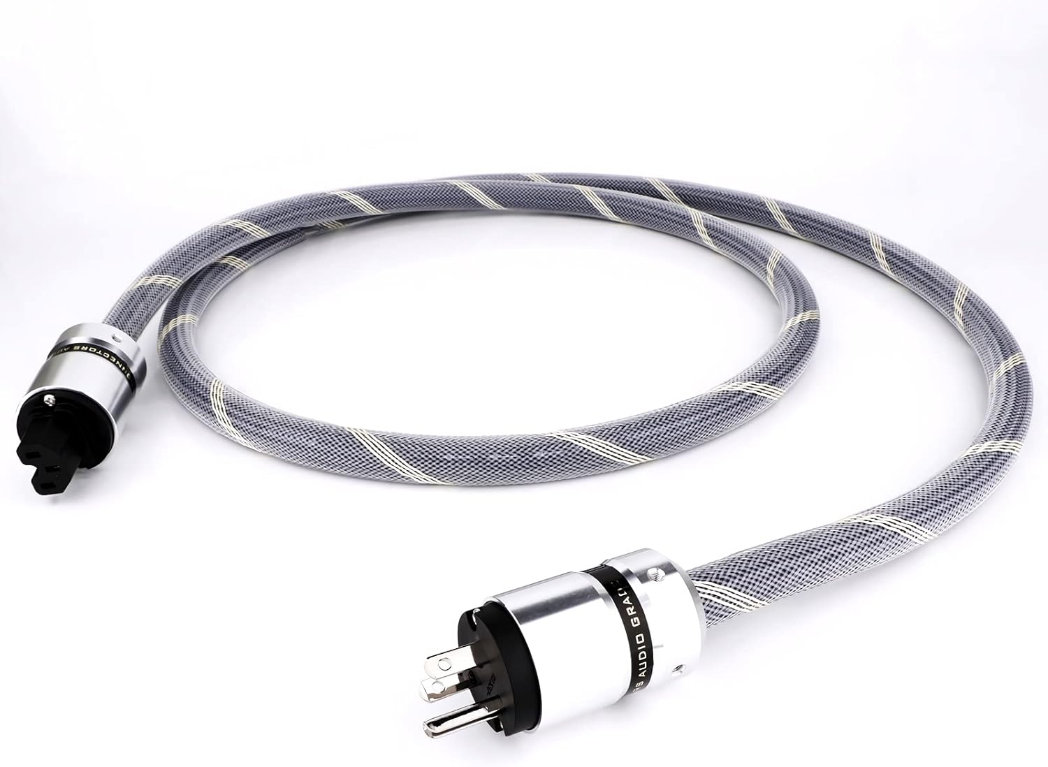 Audiophile HiFi Power Cable, 12AWG Oxgen Free Copper US AC Mains Supply Wire Cord, Rhodium Plated Alloy Plug IEC320-C13 Female Connector, 125V/15A for Speaker, Subwoofer, Turntable, AMP.(3.3FT/1M) Pack of 2