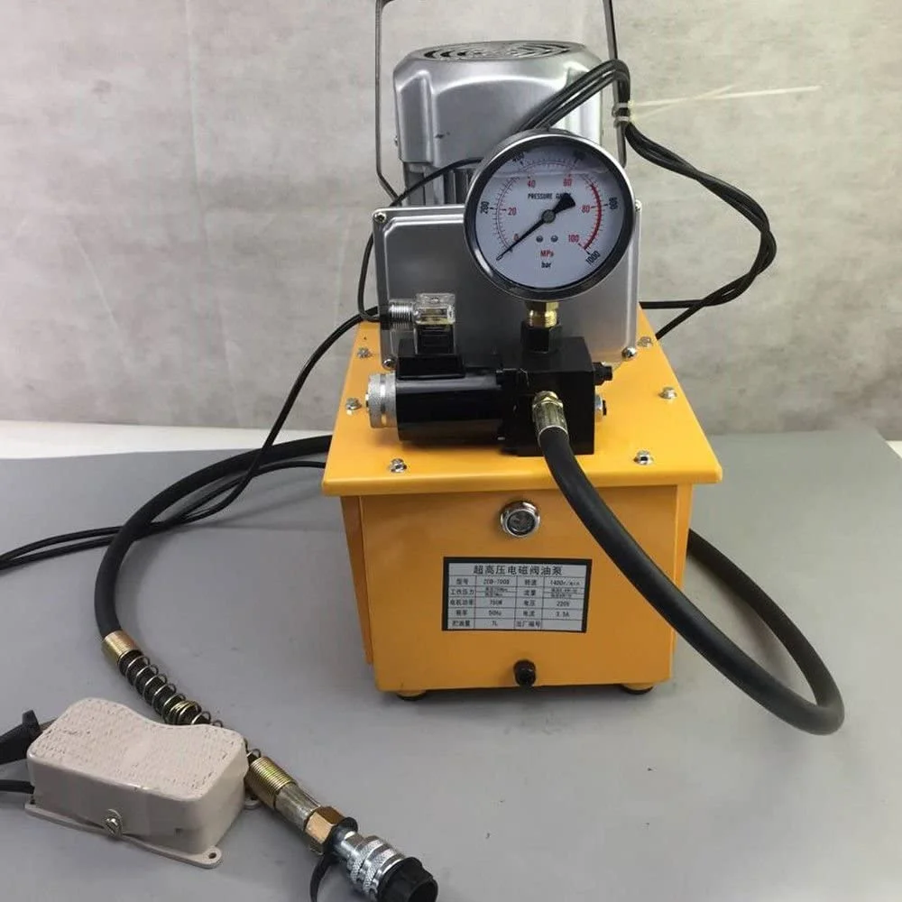 Miumaeov Electric Driven Hydraulic Pump, 110V 750W 70MPa Single Acting Hydraulic Electric Pump Solenoid Valve Control Oil Pump Hydraulic Pump Power Pack 10000PSI 1400r/Min