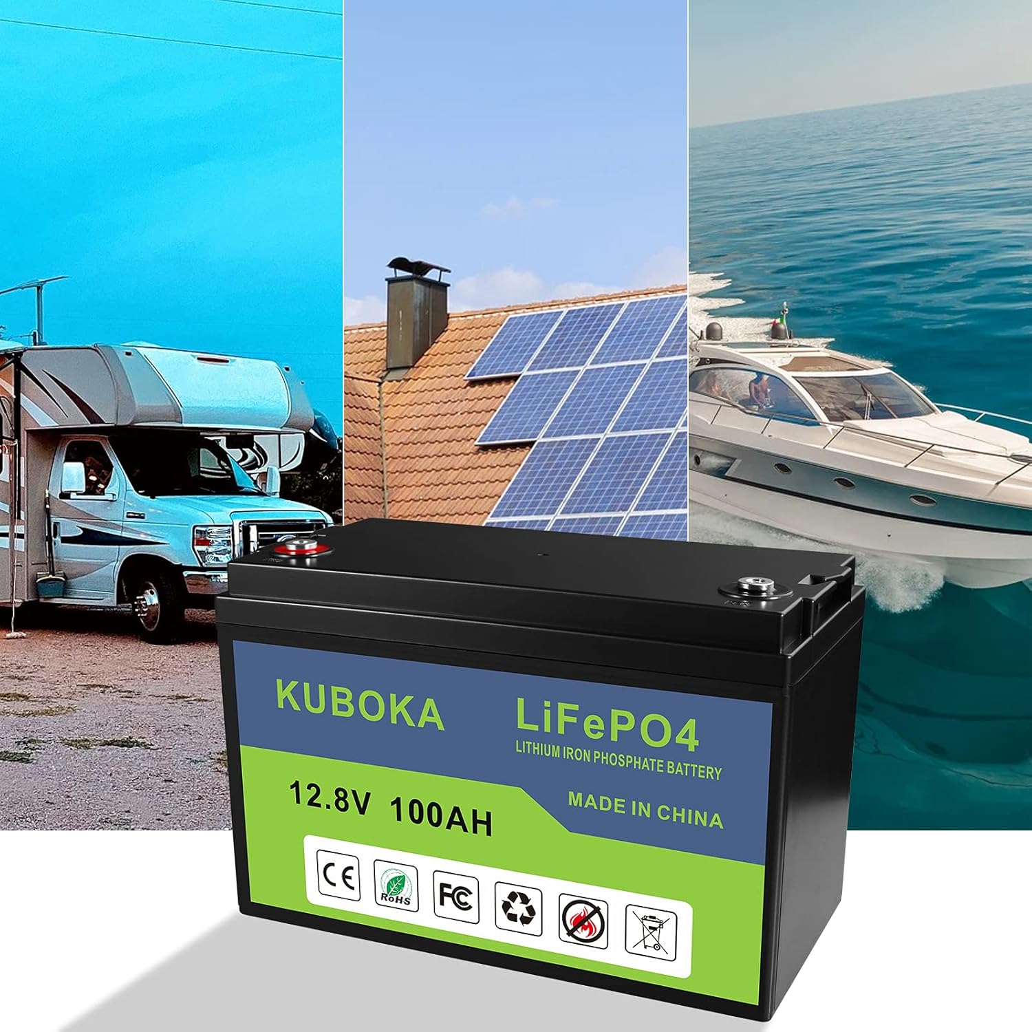 12 Volt Rechargeable Battery - Lithium Battery - 12V 100Ah Lifepo4 Battery Replace SLA Battery | Built-in BMS | Perfect for RV, Solar, Marine, Home Energy Storage and Off-Grid Applications etc.