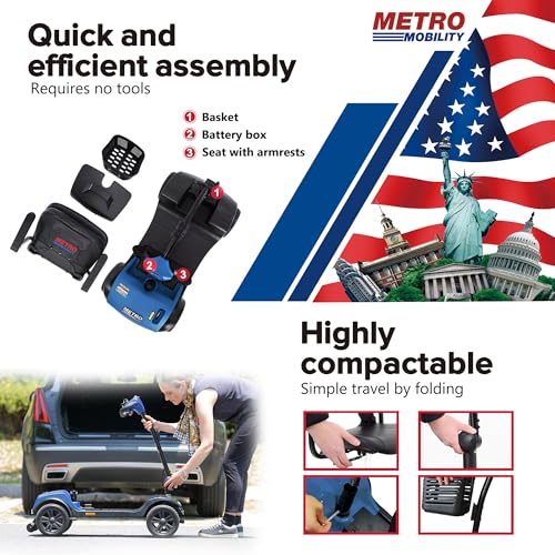Folding Mobility Scooter for Seniors 4 Wheel Scooter for Adults Electric Scooter Compact for Travel - Electric Powered Wheelchair Device - Compact Heavy Duty Mobile (Purple)