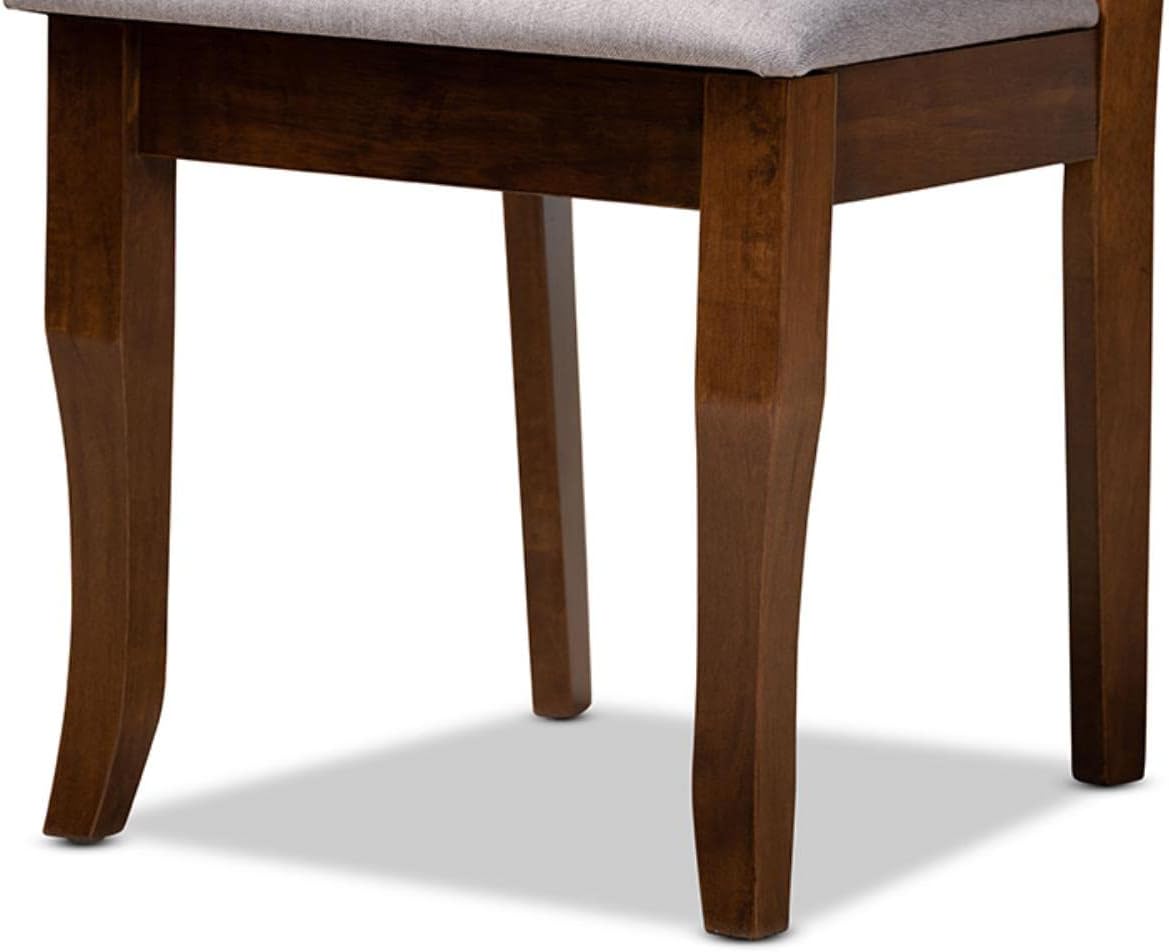 Baxton Studio Mael Modern and Contemporary Grey Fabric Upholstered Walnut Brown Finished Wood 4-Piece Dining Chair Set