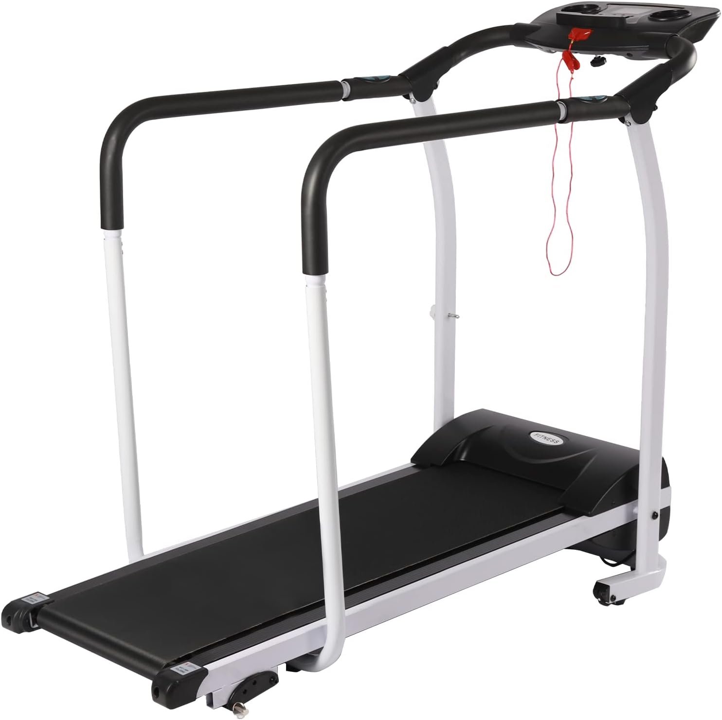 Walking Treadmill with Long Handraill for Balance, Walking Treadmill for Senior, Recovery Fitness Exercise Machine Foldable for Home use with Holder for Phone & Cup,LCD Display, 220 lbs Capacity