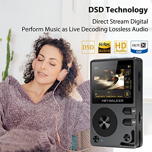 H2 Touch Hi Res MP3 Player with Bluetooth, 2.4" HD Touch Screen, Digital Audio Player, DSD Lossless FLAC Player, Bluetooth Music Player with 64GB Memory Card, Support Up to 512GB