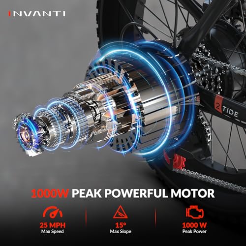 Folding Electric Bike, Peak 1000W Ebikes for Adults, 25Mph Top Speed 45Miles 20" Step-Thru Fat Tire Electric Bike with Rear Rack,7-Speed,Front Suspension
