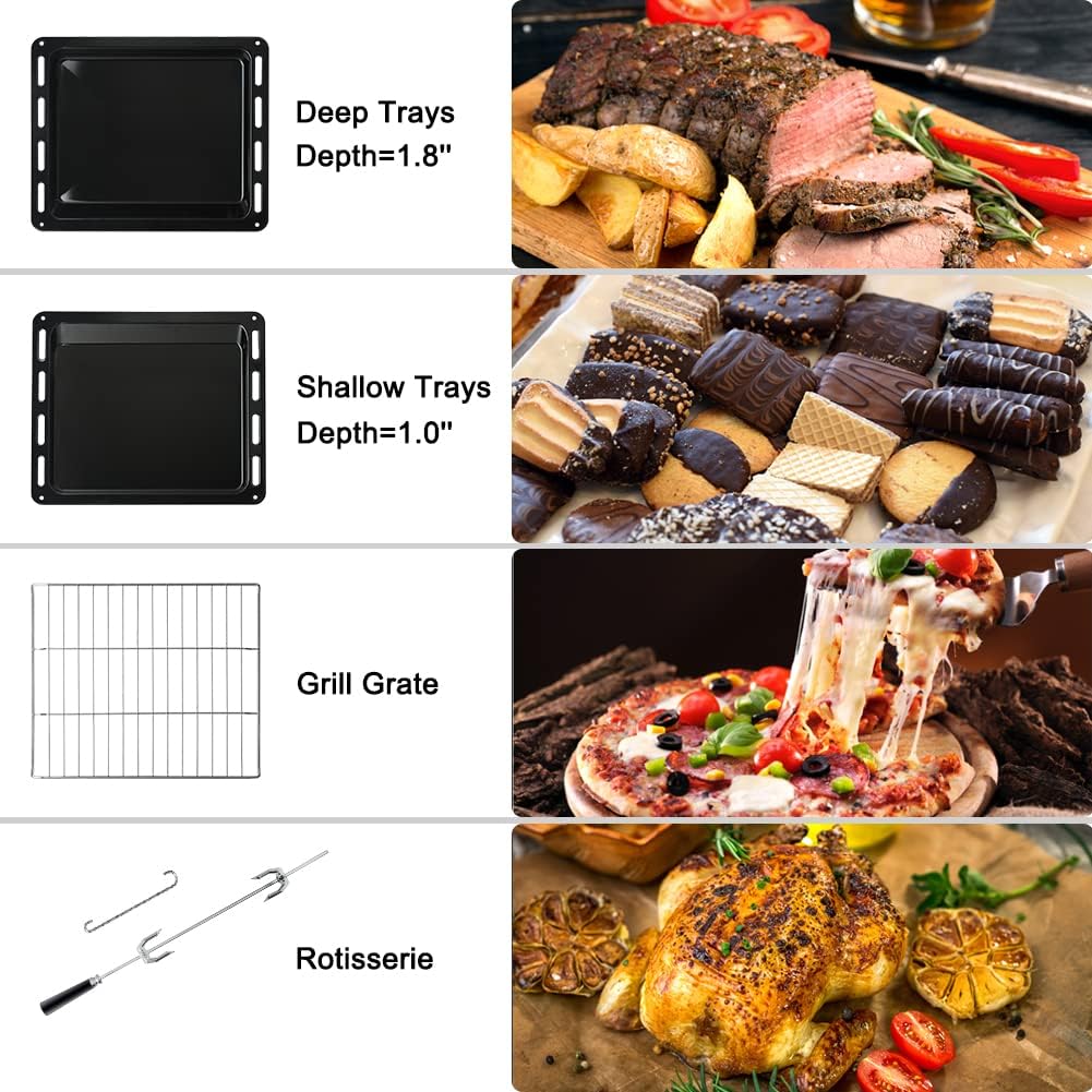 24 Single Wall Oven, thermomate 2.3 Cu.ft. Built-in Electric Wall Oven with 5 Cooking Functions, 2000W Electric Ovens with Stainless Steel Finish, Mechanical Knobs Control, ETL Certified
