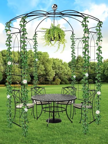 9.5FT Birdcage Shape Garden Arch, Kalolary Pergola Plant Climbing Trellis Arbor Heavy Duty Wedding Arbor Metal Gazebo Garden Arch for Outdoor Arbor Climbing Plants Backyard Patio Wedding Ceremony