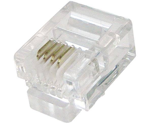 RJ11 Modular Plug, 4 Conductor Phone Jack for Solid or Stranded Cable