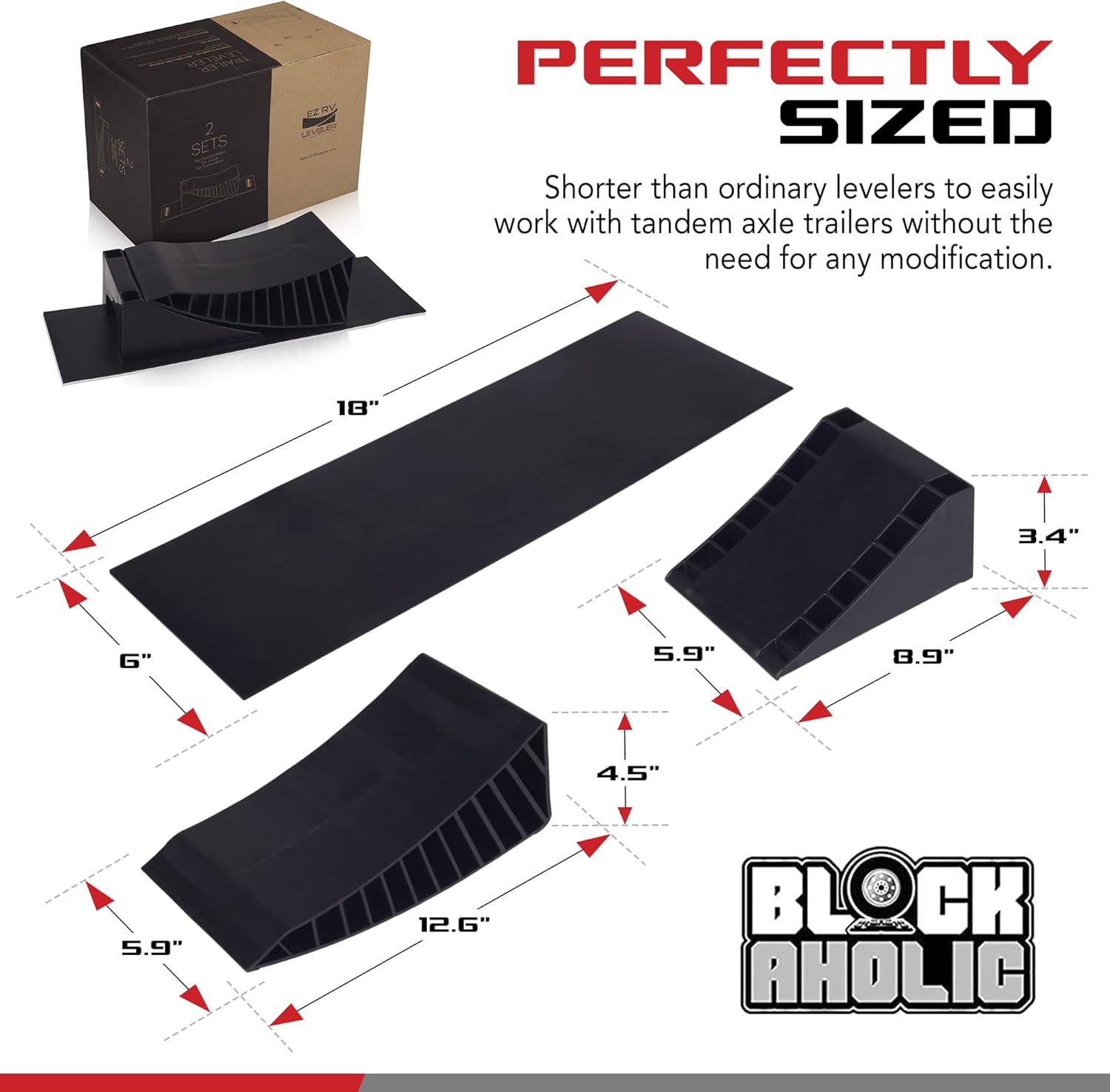EZ RV Leveler - Curved Leveling Ramp with Chocks and Rubber Mat - RV Trailer Camper Leveling Blocks - 1 Pack for Single Axle Campers