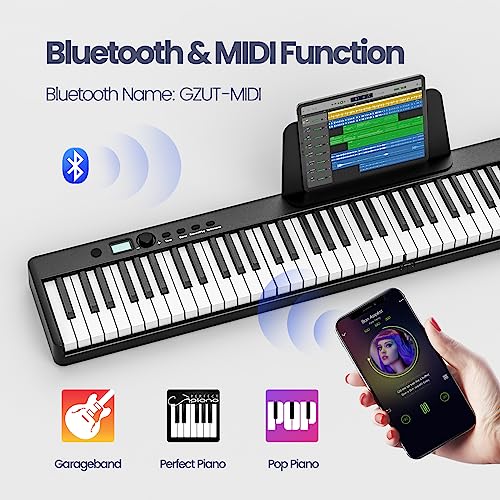 88 Key Digital Piano with Lighted Keys, Folding Piano Keyboard [Full Size/Semi-Weighted] Portable Piano w/Piano Bag, [Bluetooth & MIDI] Electric Piano Keyboard for Beginners, Teens, Adult