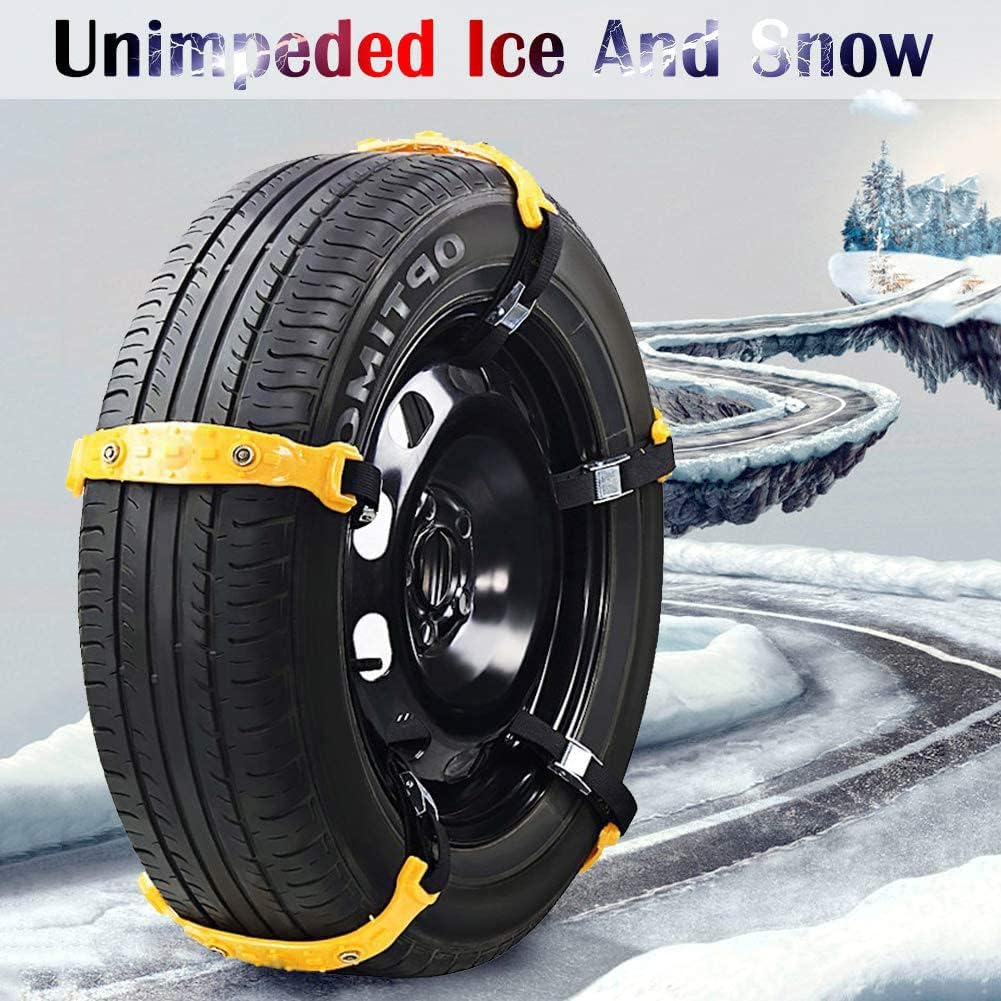 Jeremywell Snow Chains Anti-Skid Anti Slip Emergency Snow Tire Chains - Portable Emergency Traction Snow Mud Chains Universal Adjustable 10pcs Car Security Chains for SUV and Cars (Yellow-10pcs) Pack of 2