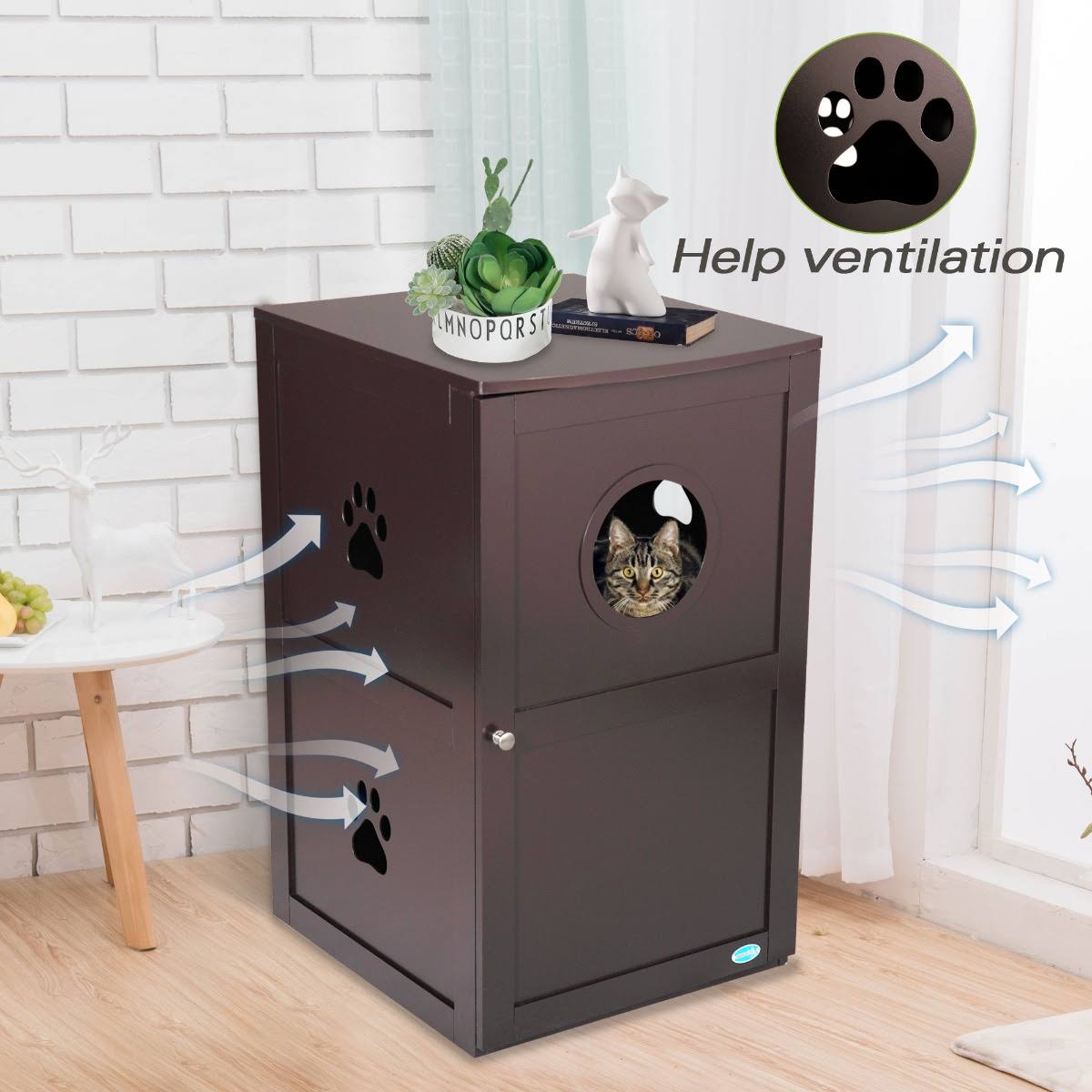 coziwow Stackable Double Cat Sitting in Litter Box