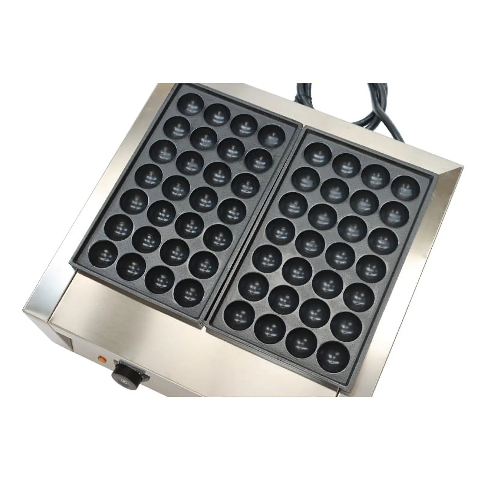 PreAsion Commercial Dual Plate Electric Takoyaki Maker Octopus Cluster Takoyaki Machine Fish Ball Griller Meatball Grilling Machine 56Pcs Per Time 220V