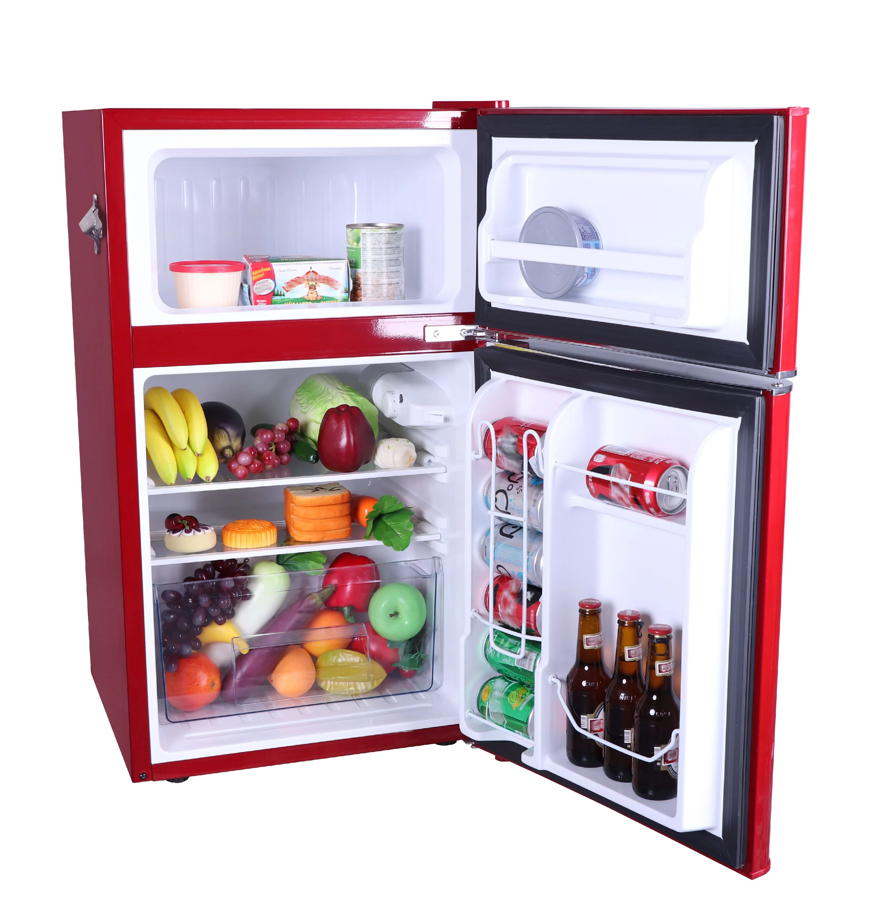 Frigidaire Retro 3.1 Cu ft Two Door Compact Refrigerator with Freezer, Red