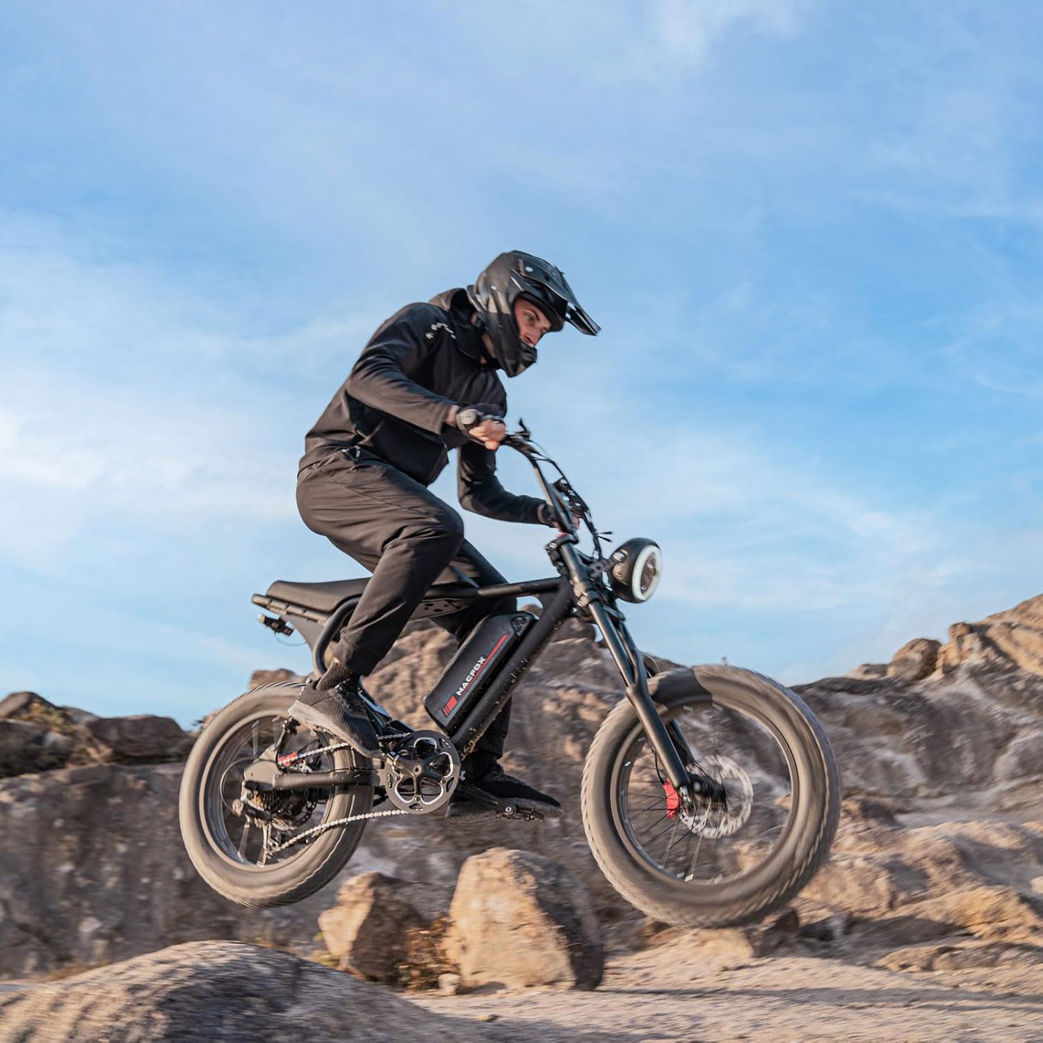 MACFOX X2 Electric Bike, Ebike 750W/48V/20Ah, 20" Fat Tire Electric Bicycles Up to 28MPH & 45+ Miles with Retro Motorcycle Design, Removable Battery, 80Nm Max Torque (Brown)