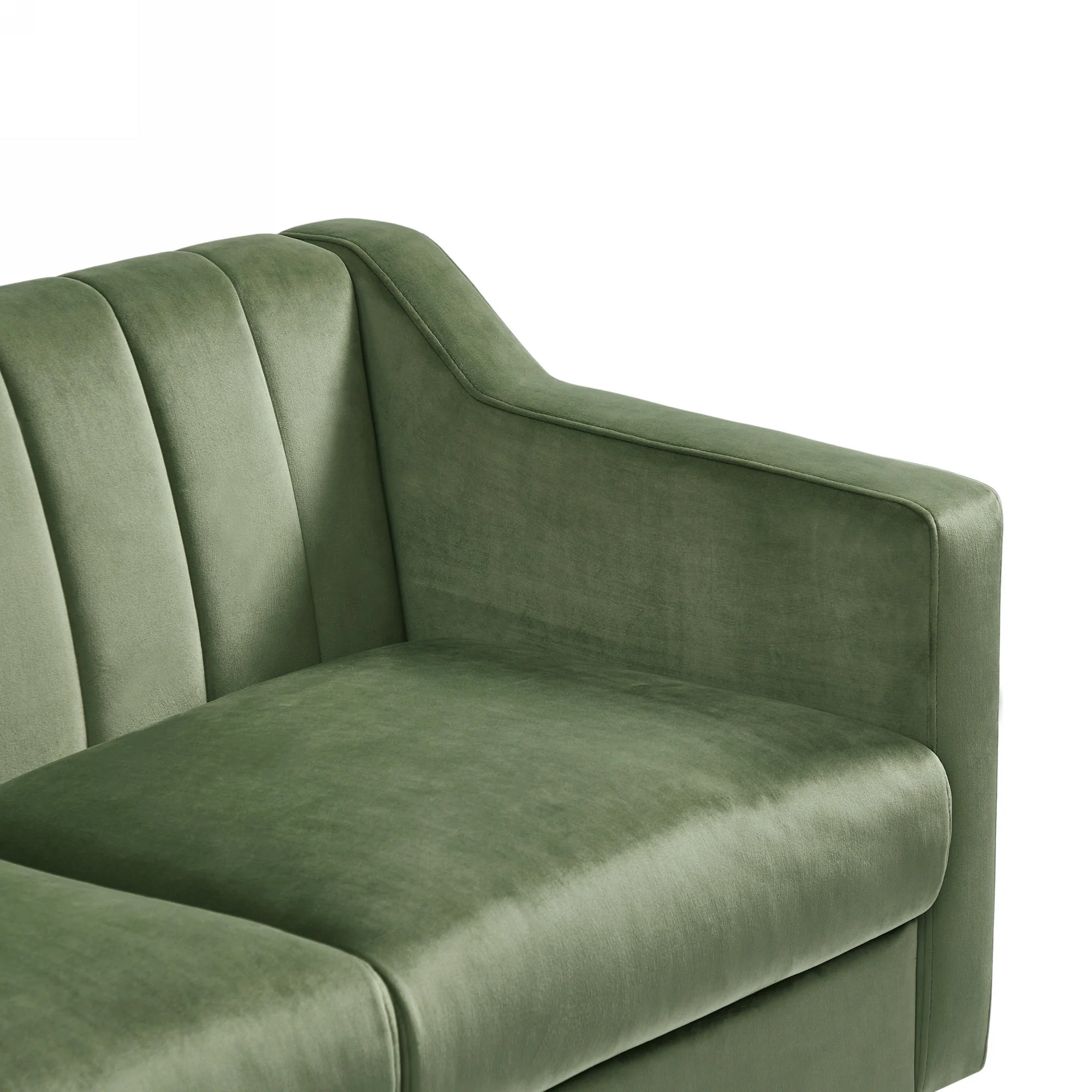Mid Century Modern Chesterfield sofa couch, Comfortable Upholstered sofa with Velvet Fabric and Wooden Frame and Wood Legs for Living Room/Bed Room/Office Green --3 Seats