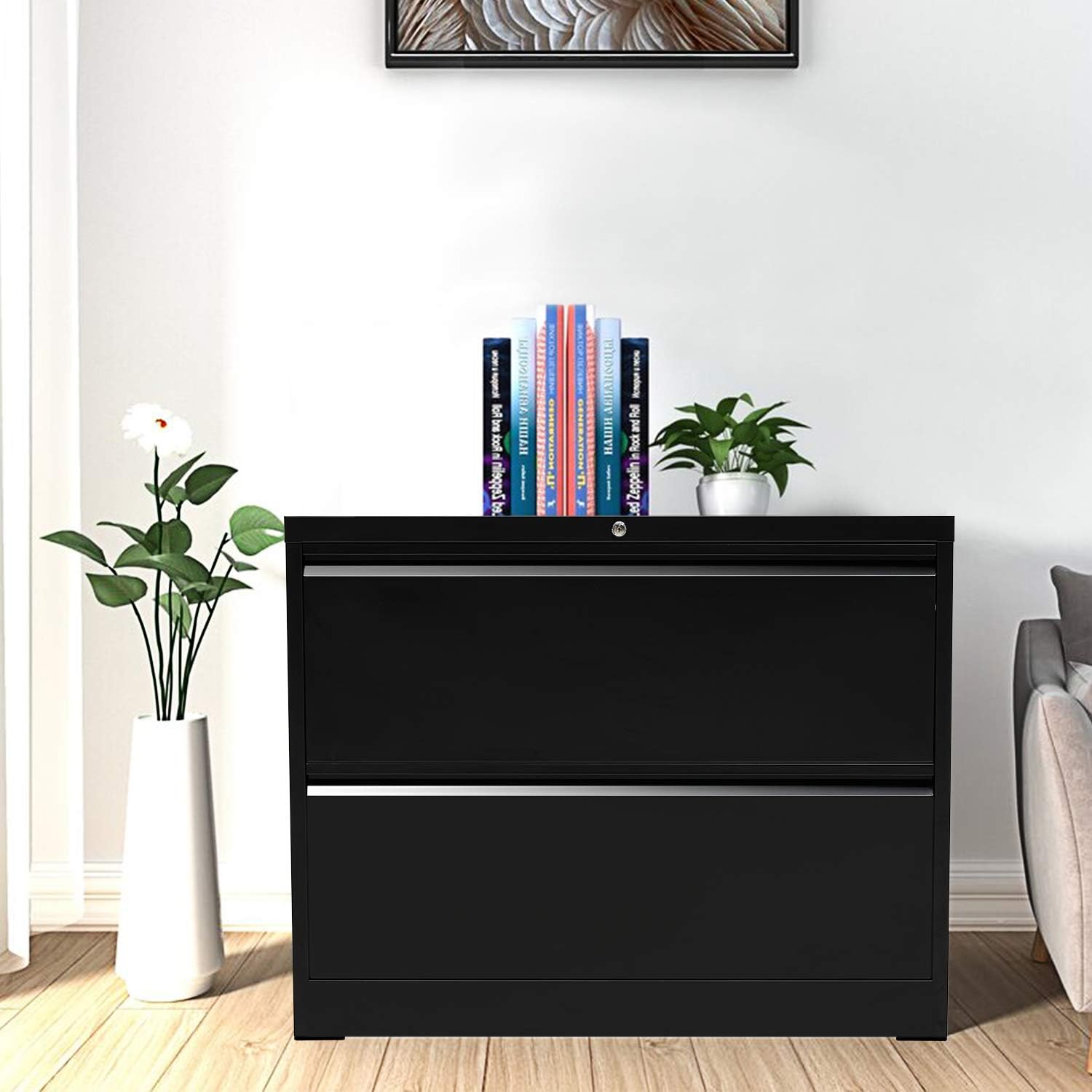 INVIE 3 Drawer File Cabinet with Lock, Metal Vertical Filing Cabinet Under Desk for Legal Letter File Anti-tilt Design Office Rolling File Cabinet(White A)��