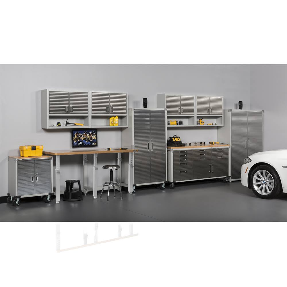 Seville Classics UltraHD Storage Cabinet Industrial Metal Steel Garage Storage 48x22 W x 24x22 D x 72x22 H, Granite Grey
