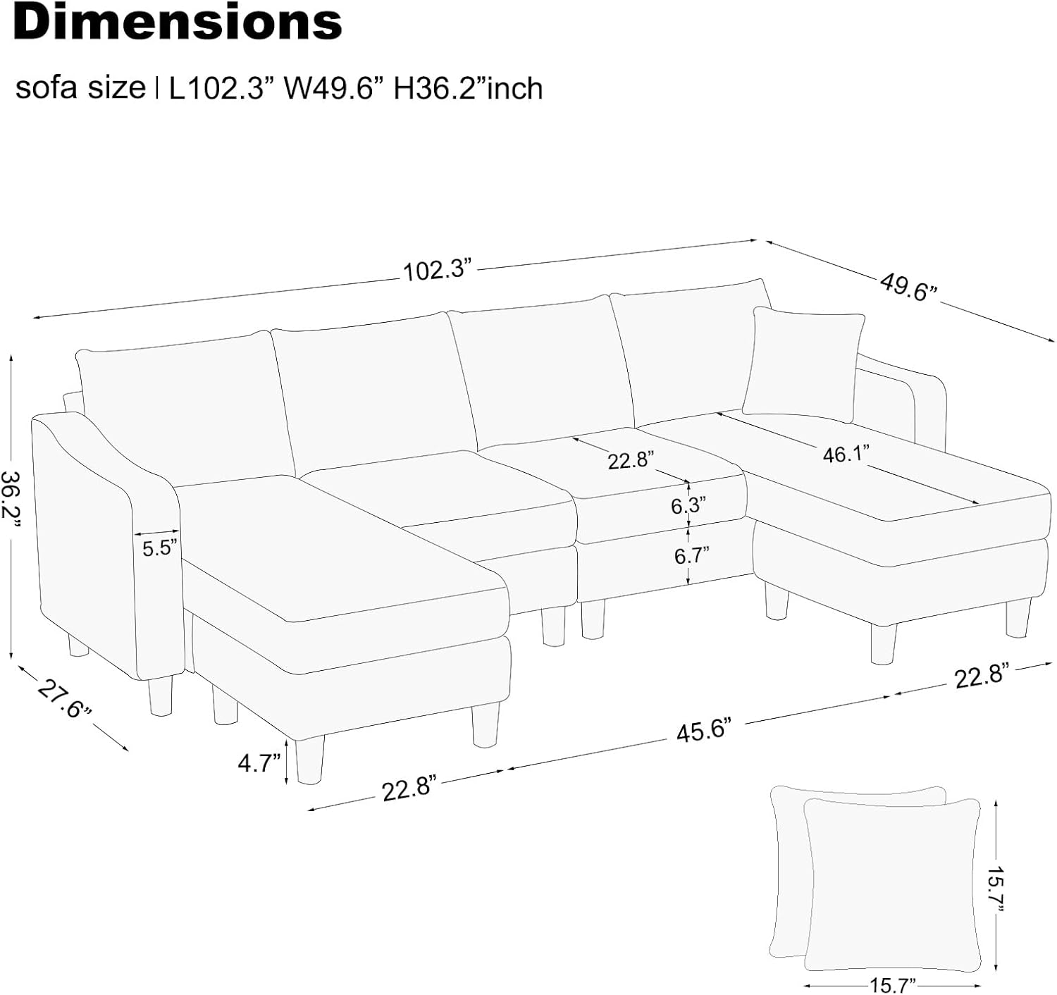 Belffin U Shaped Sectional Sofa Velvet Convertible Sofa with Reversible Chaises Sectional Couches with Ottomans for Living Room (Beige)…