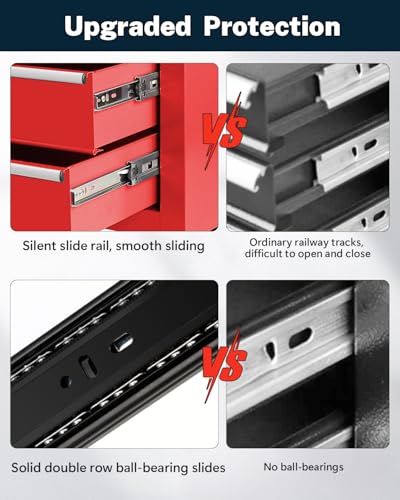 Heavy-Duty 7-Drawer Rolling Tool Chest with Wheels, Steel Tool Storage Cabinet with Lock & Liner for Workshop for Workshop/Garage - Includes 7 Organizer Boxes, Black