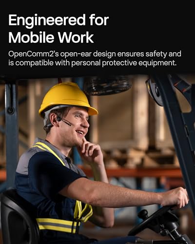 OpenComm2 2025 Upgrade - Open-Ear Bone Conduction Headphones, Wireless Bluetooth Headset with Noise Canceling Mic & Mute Button for Work Calls and Meetings, 16 Hour Talk Time for Mobile & PC - C120