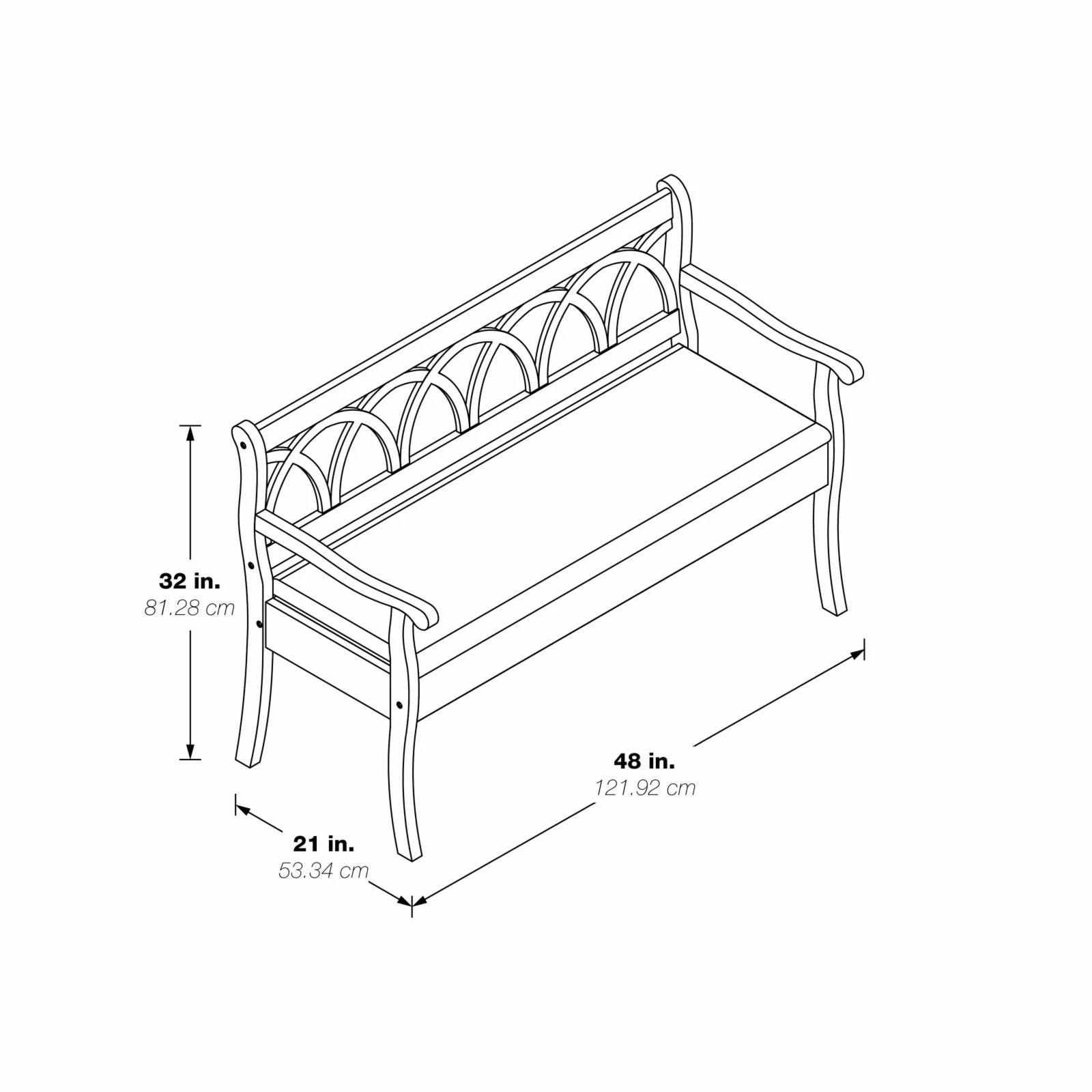 OSP Home Furnishings Coventry Storage Bench in Antique Black Frame and Beige Seat Cushion K/D