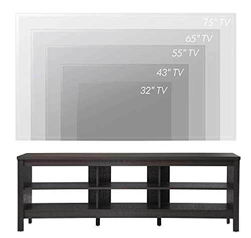 WAMPAT Farmhouse TV Stand for 75 inch TV, Wood Entertainment Center for 80 inch TV Console Table with 6 Storage Cubby for Living Room & Bedroom, 70 inch, Brown