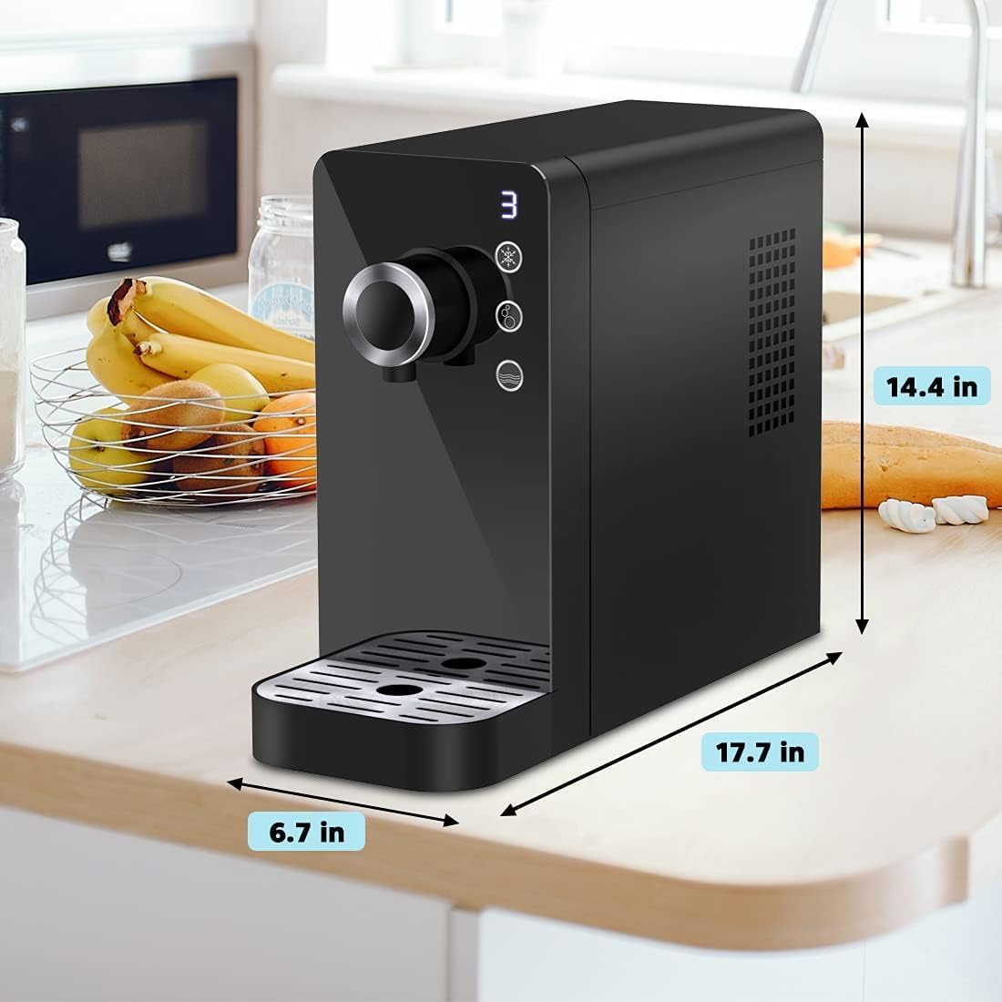 LifePlus Sparkling Water Maker, Electric Soda Maker Available for Personal & Commercial Use, 3-mode Water Dispenser, Untraditional Smart for Home, Bar, Gym, Office & Restaurant, Black