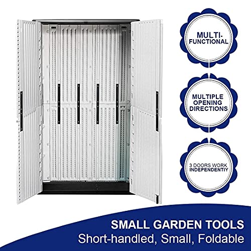 KINYING Outdoor Storage Shed Waterproof, Resin Vertical Outdoor Storage Cabinet for Patio Furniture, Garden Tools, Pool Accessories, Mower Storage (52 Cu.ft, Dark Brown)