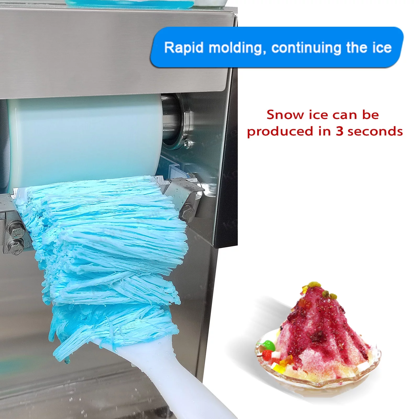 Kolice Commercial Automatic Snowflake Ice Maker, Shaved Ice Machine, Ice Crusher Shaver -200kgs/Day, Air Cooling,Refrigerated by Compressor