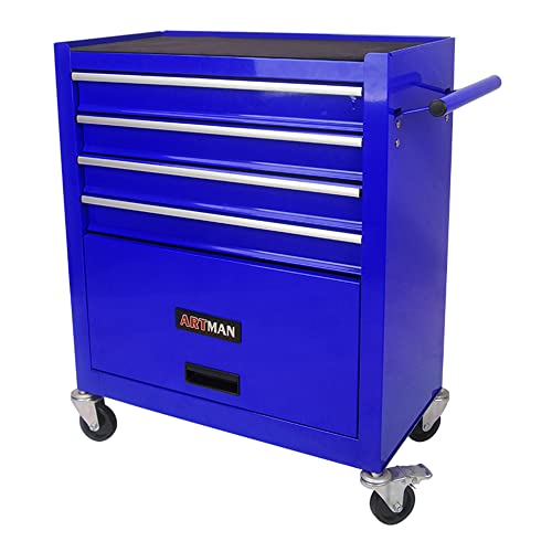 4-Drawer Rolling Tool Cabinet with Wheels, Tool Chest Storage Cabinet and Tool Box Organizer for Garage Warehouse Workshop, Black