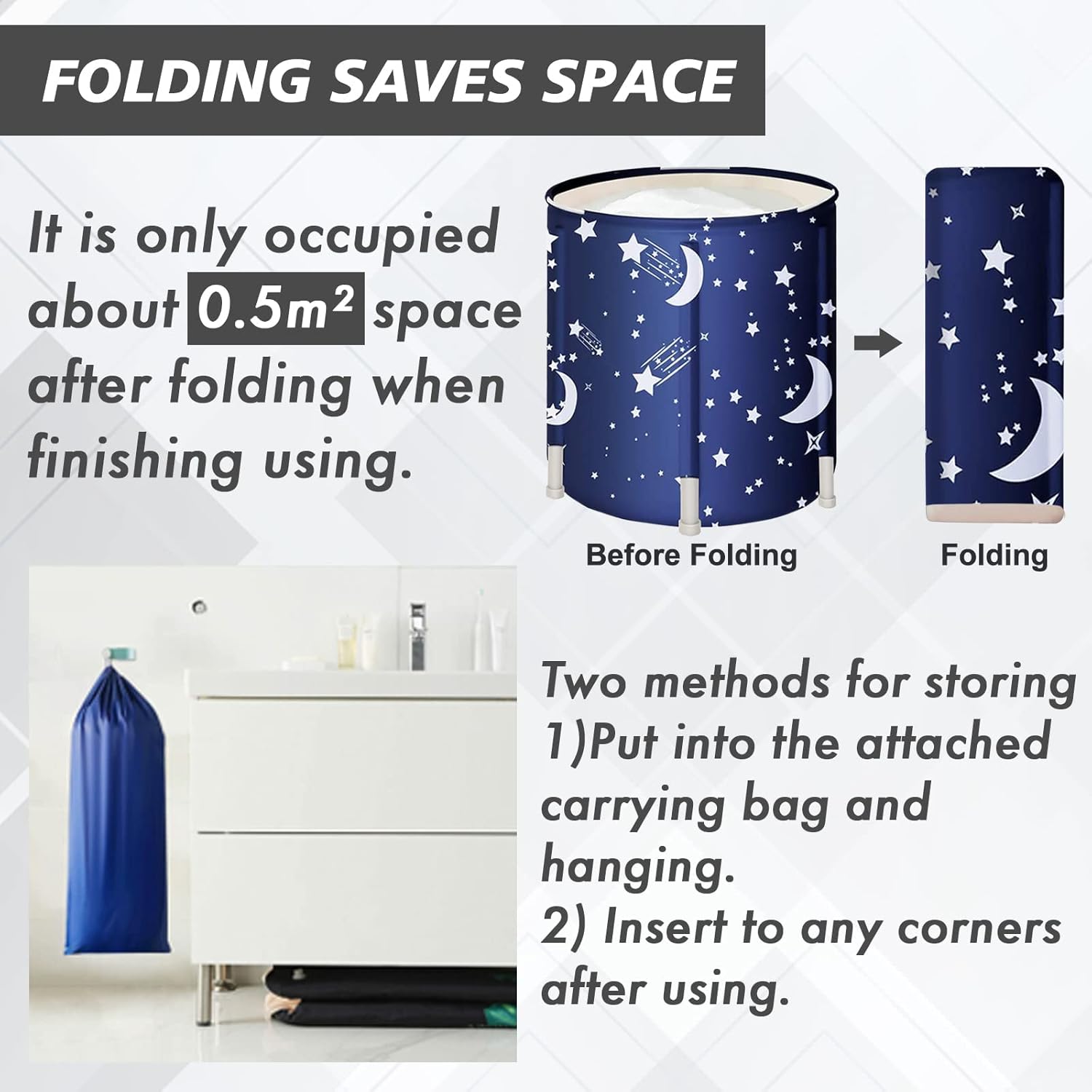 Portable Bathtub for adults, DAILYLIFE Japanese Soaking Bath Tub for Shower Stall, Foldable Bathtub with Thermal Foam, Freestanding, Folding & Soaking Spa Bath Tub with Pillow for Small Space(Dolphin)