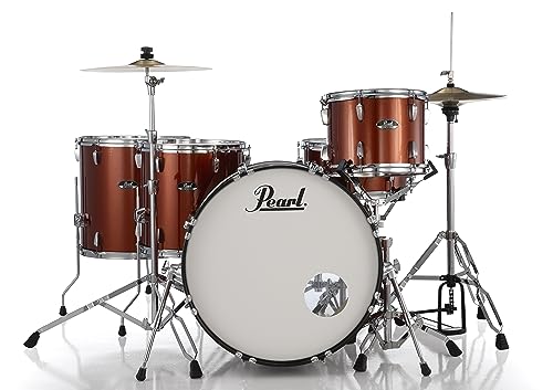 Pearl Roadshow Drum Set 4-Piece Complete Kit with Cymbals and Stands, Charcoal Metallic (RS584C/C706)