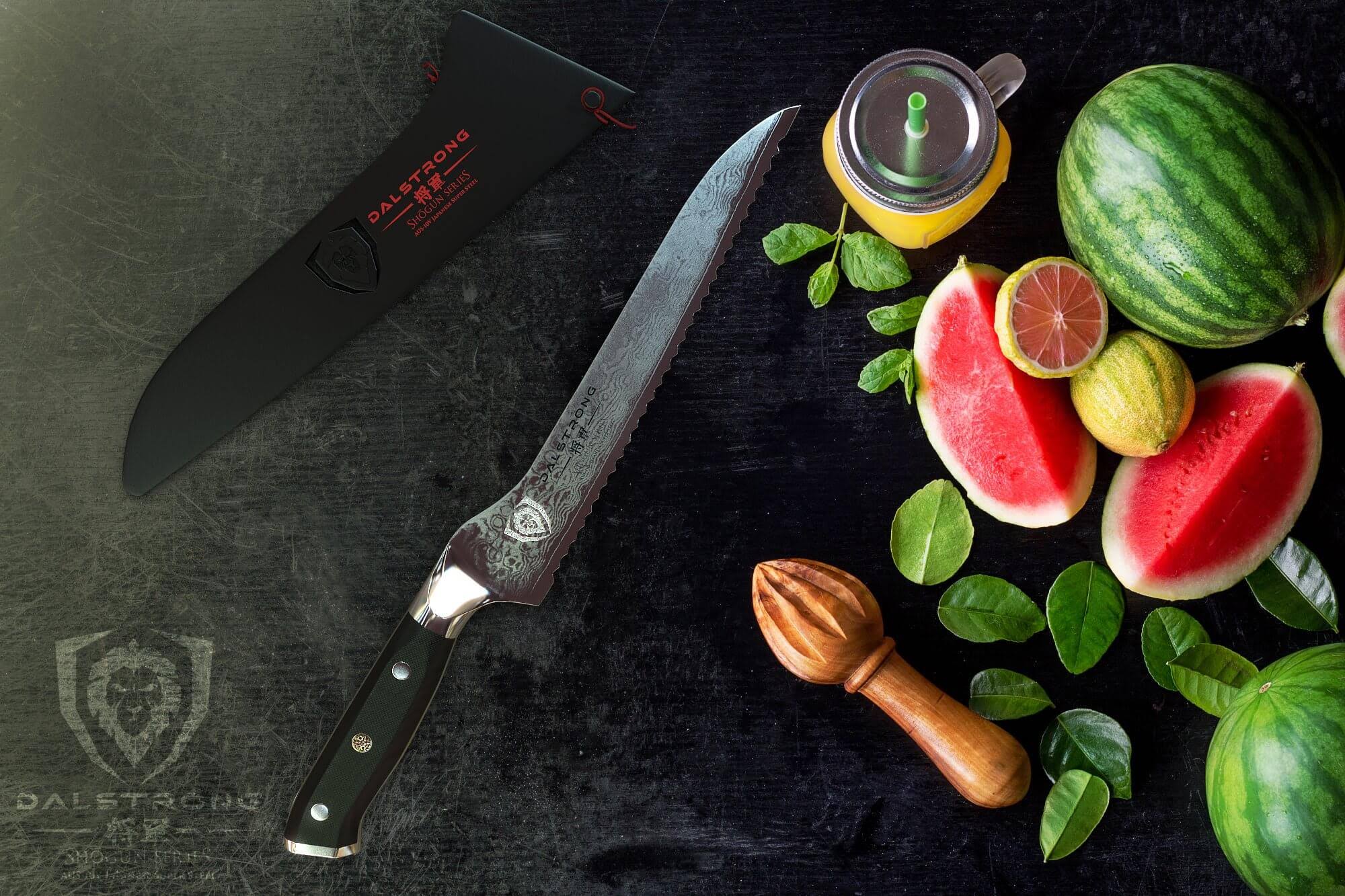 Dalstrong Serrated Offset Bread and Deli Knife- Shogun Series - Damascus - Aus-10v Japanese Super Steel - Vacuum Treated- 8 inch