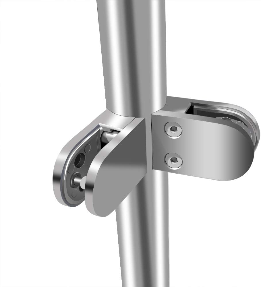 NOPTEG 35" Glass Railing Post - 【Corner Post】 304 Stainless-Steel Glass Panels Deck Railing System Glass Fence Panels Glass Railing Hardware Glass Stair Railing System (Free-Handrail Version Pack of 2