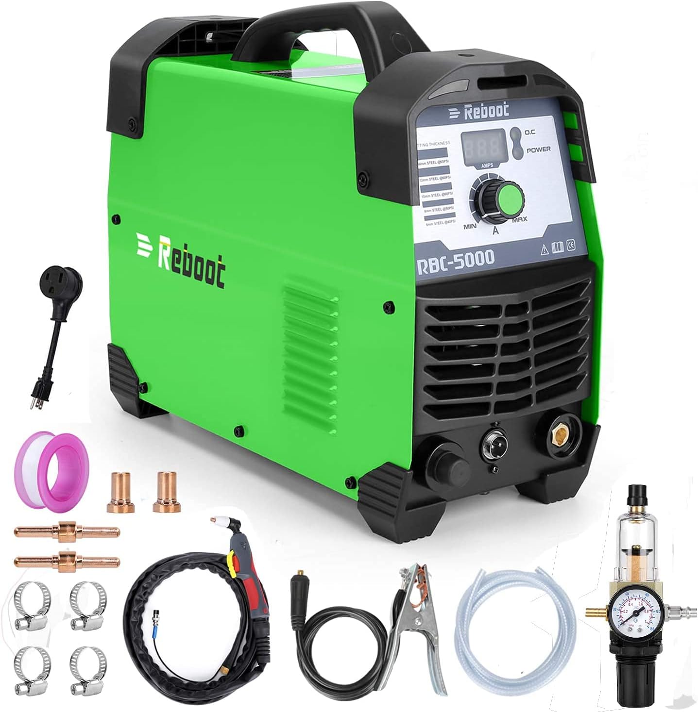 Reboot Plasma Cutter,50 Amp 1/2" Clean Cut CUT50D 110V/220V IGBT Air Plasma Cutting Machine Compact Metal Cutter High Frequency Inverter Cutting for Alloy Mild Steel Cast Iron and Chrome-Black
