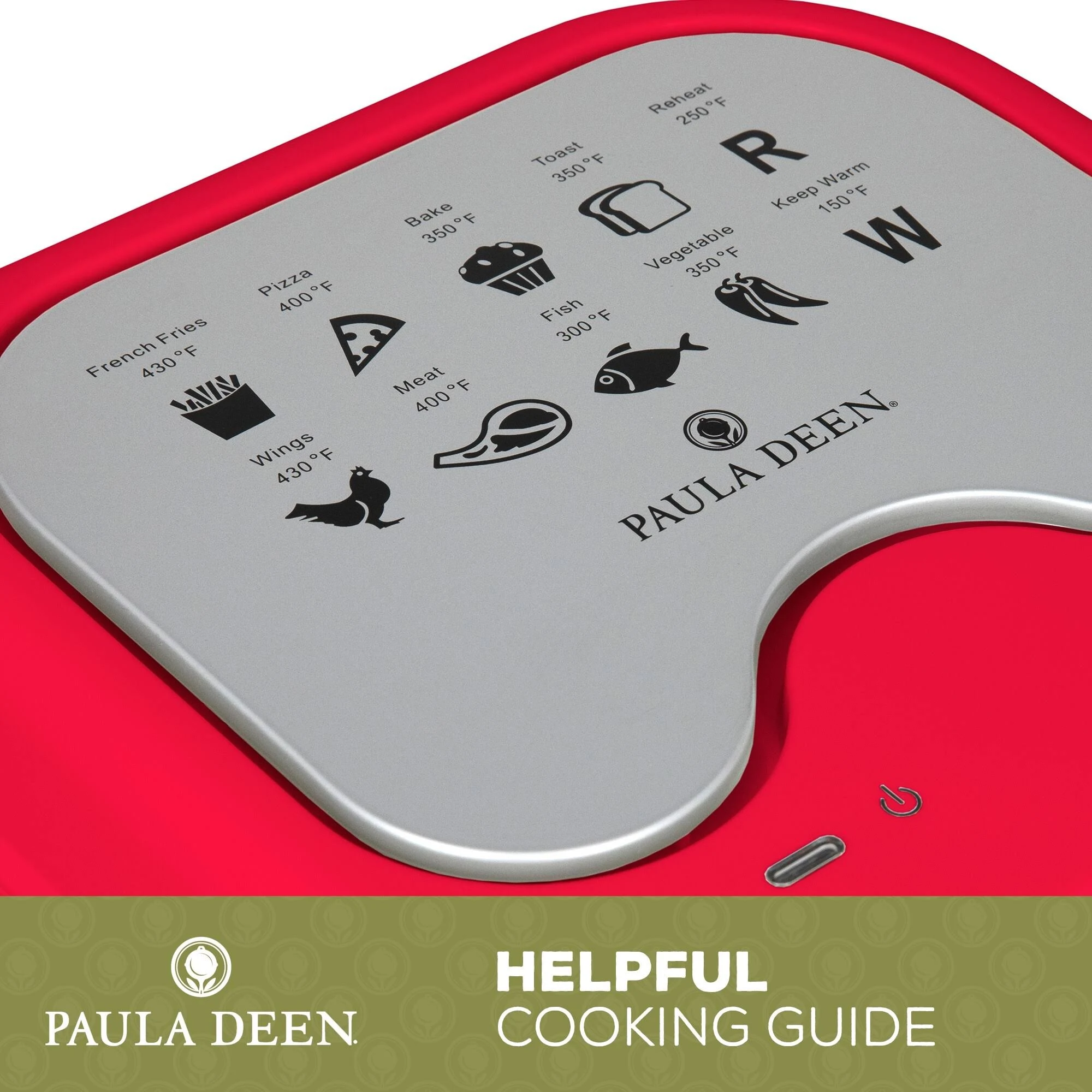 Paula Deen 8.5qt (1700 watt) Large Air Fryer, Rapid Air Circulation System, Square Single Basket System - Red
