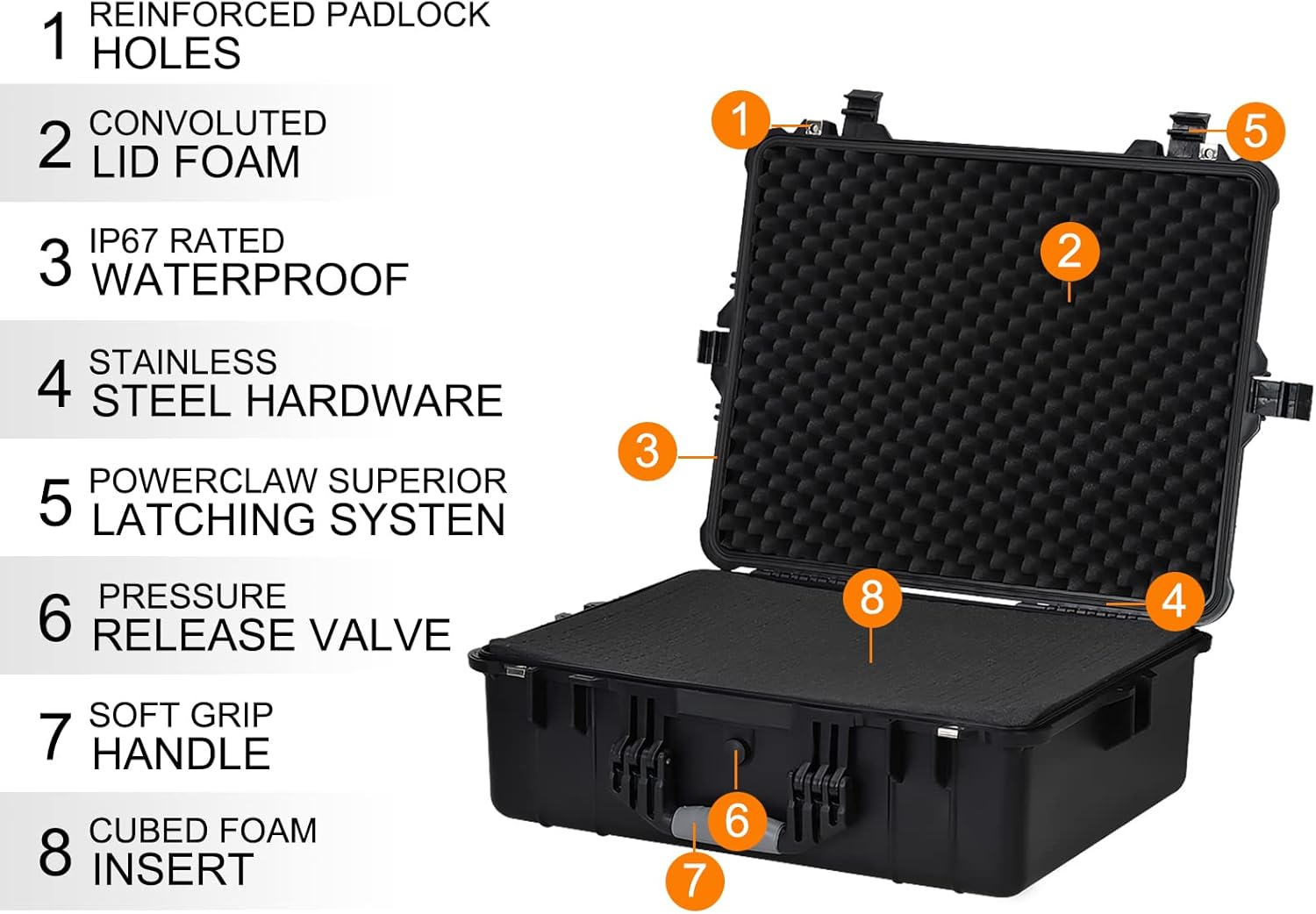 MEIJIA Portable Waterproof Protective Hard Case,Camera Case With Customizable Fit Foam Insert, Elegant Black, 24.25X19.43X8.68