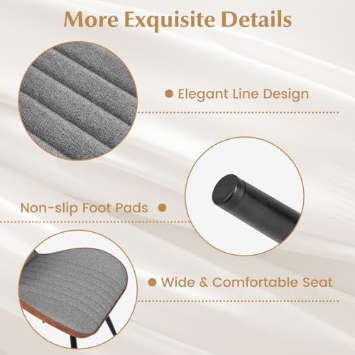 Giantex Upholstered Dining Chairs Set of 2, Modern Accent Chairs w/Curved Backrest, U-shaped Seat & Non-slip Foot Pad, Armless Leisure Chairs, 330 LBS Load, Kitchen Chair for Living Dining Room