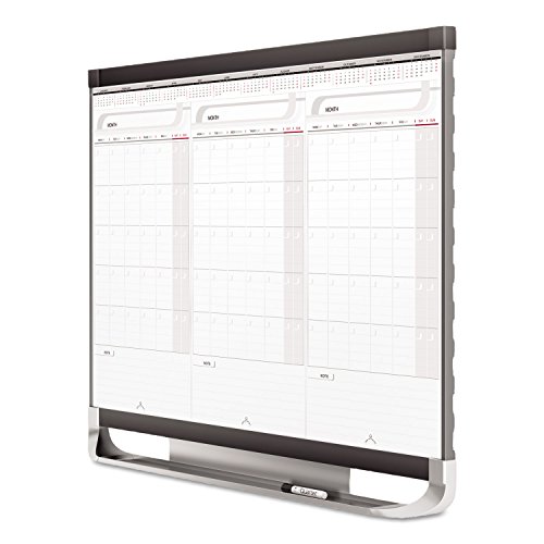 Quartet Prestige 2 Sliding Three Month Calendar Board, 3 x 2 Feet, Total Erase Surface (CMP32P2),Graphite, White