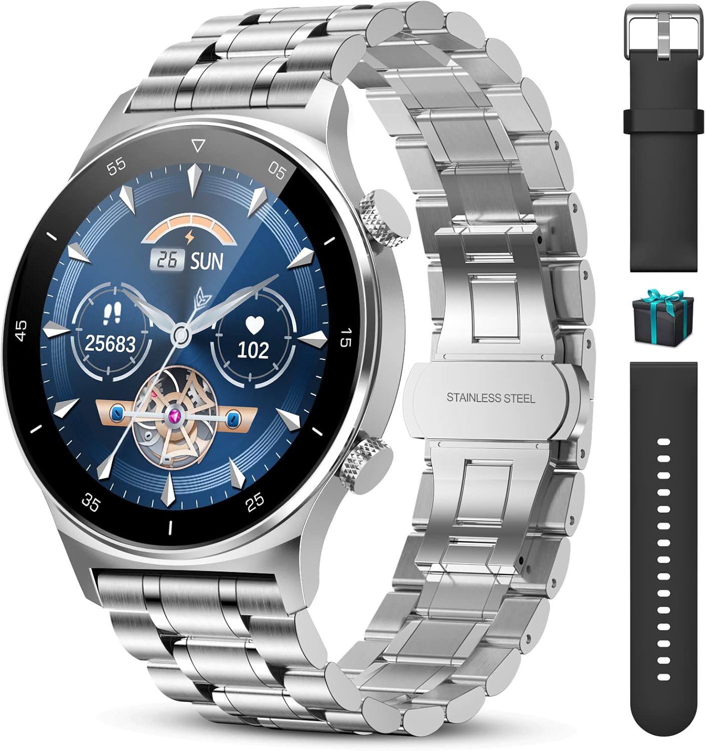 SIEMORL Smartwatch for Men for Android and iOS Phones,Fitness Tracker IP67 Waterproof Smartwatch with Heart Rate Sleep Monitor,Activity Tracker Pedometer Message Notification Call Smartwatch