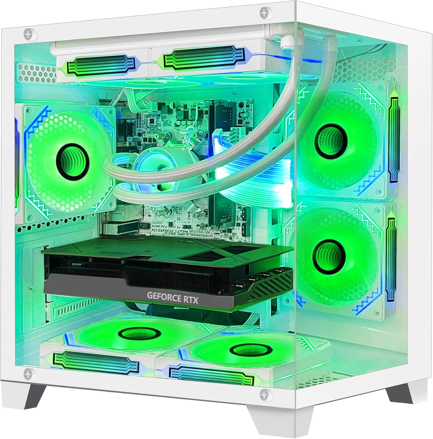 Panorama Gaming PC Desktop - AMD Ryzen 5 5600G 3.9GHz, RX 6650 XT 8GB, 32GB DDR4 RAM 3200, 1TB M.2 PCIE SSD, 240mm AIO, Windows 11 Pro 64-bit Desktop Computer, White
