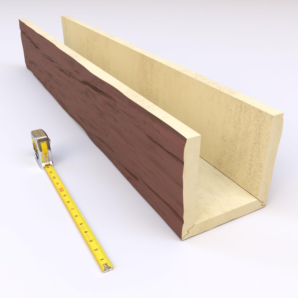 Ekena Millwork BMRW3C0080X080X096RD 3-Sided (U Riverwood Endurathane Ceiling Faux Wood Beams, 8-in. W x 8-in. H x 8-ft. L, Redwood